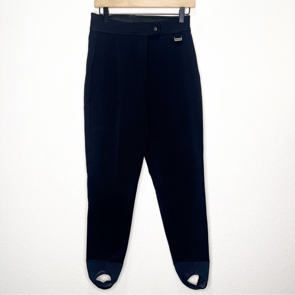 Edelweiss Skiwear Ski Stirrup Vintage 80s Wool Blend Pants Black Winter Snow